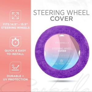Carbella Pink Faux Fur Fuzzy Steering Wheel Cover, Standard 14.5- 15 Inch